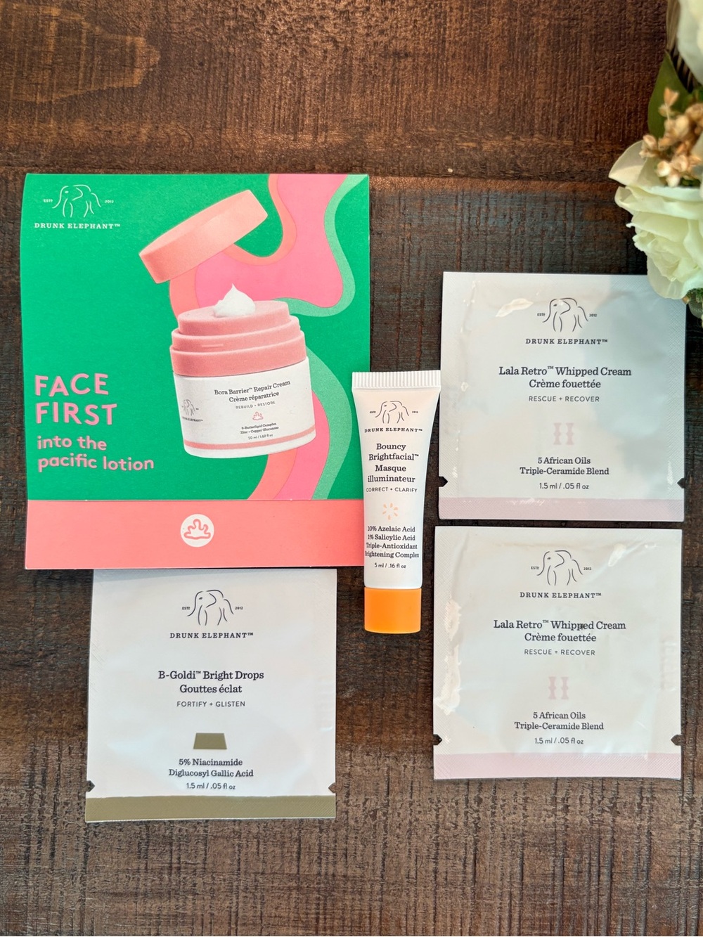 NEW Drunk Elephant 🐘 BOUNCY BRIGHTFACIAL Masque Mini + 4 Skincare SAMPLES!